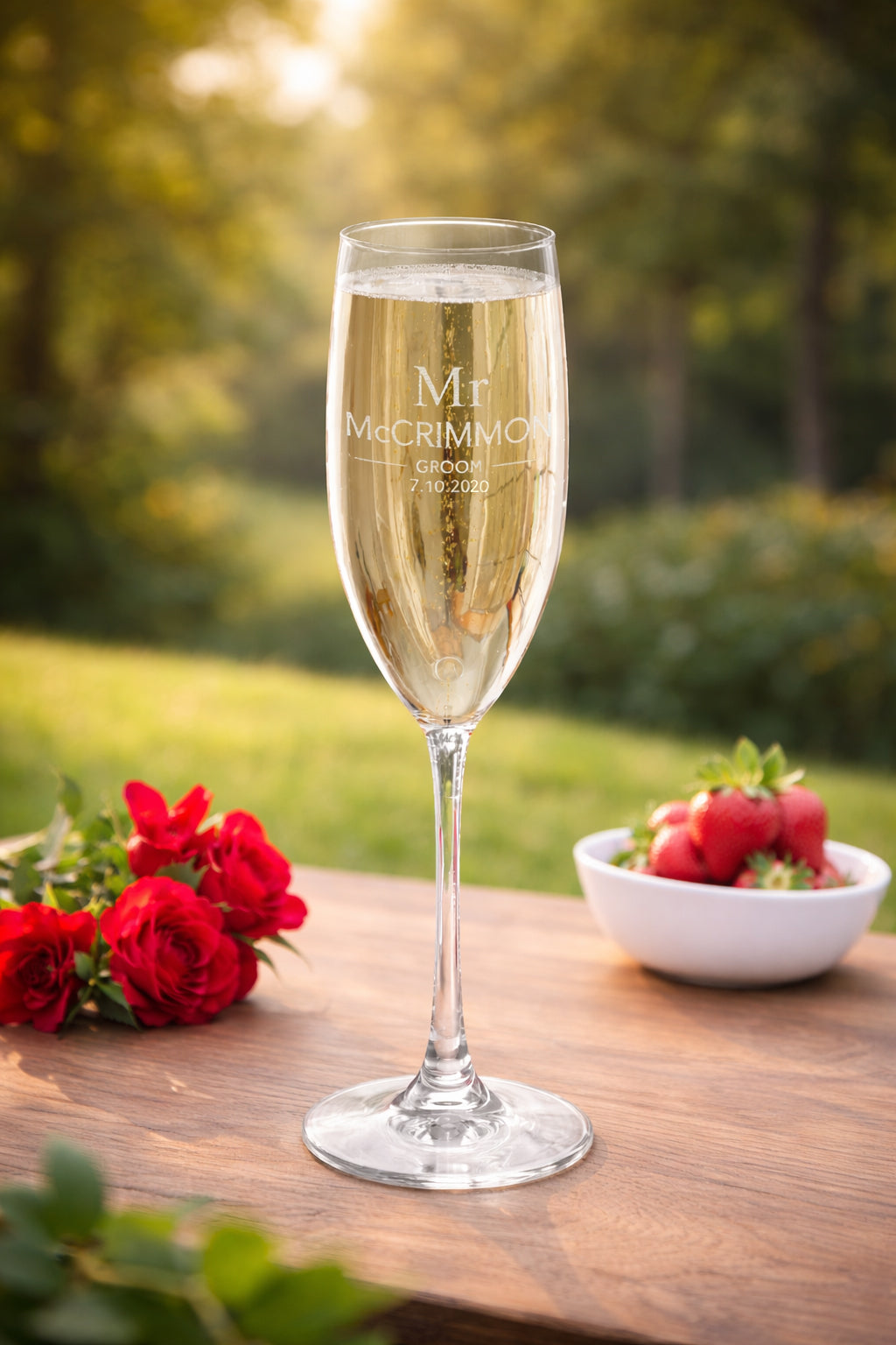 Mr. & Mrs. Personalized Wedding Champagne Flutes - Elegant 8oz Custom Engraved Toasting Glass Set