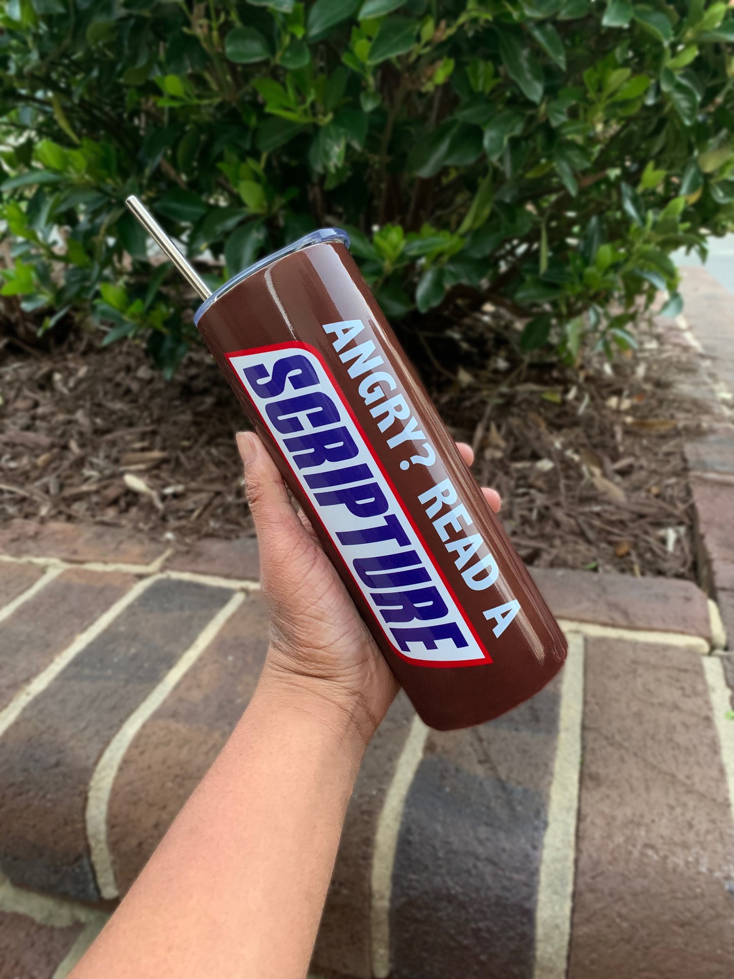 Original Angry? Read a Scripture 20oz Skinny Tumbler with Straw – Christian Faith Drinkware - Published 2-27-23