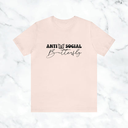 Anti Social Butterfly T-Shirt | Cute Introvert Shirt | Aesthetic Butterfly Graphic Tee | Funny Social Anxiety Shirt | Soft Minimalist Tee (Copy)