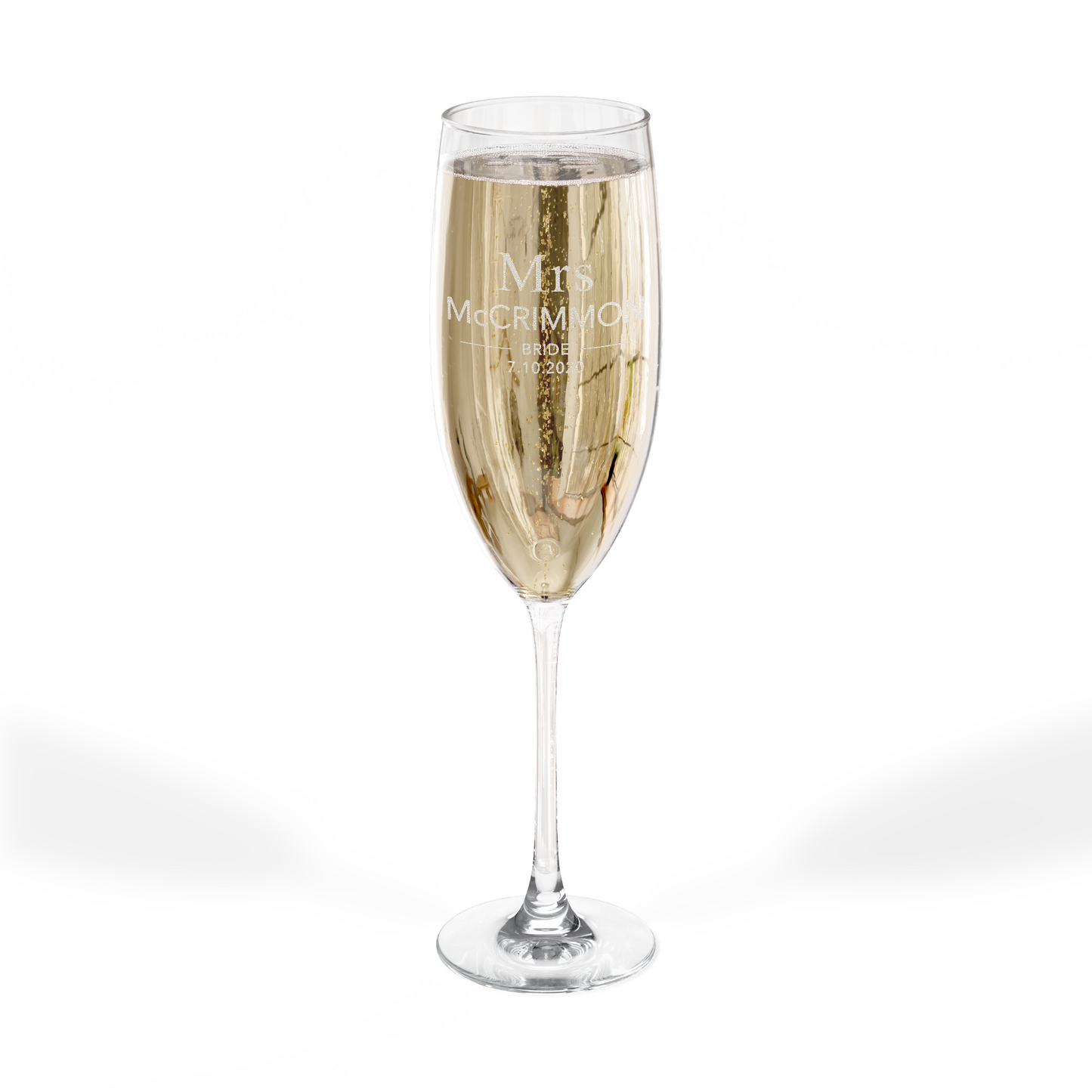Mr. & Mrs. Personalized Wedding Champagne Flutes - Elegant 8oz Custom Engraved Toasting Glass Set