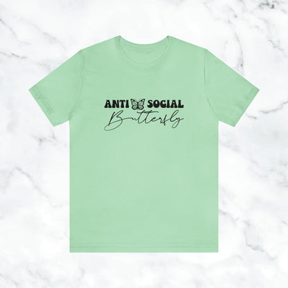 Anti Social Butterfly T-Shirt | Cute Introvert Shirt | Aesthetic Butterfly Graphic Tee | Funny Social Anxiety Shirt | Soft Minimalist Tee (Copy)