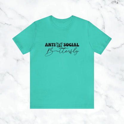 Anti Social Butterfly T-Shirt | Cute Introvert Shirt | Aesthetic Butterfly Graphic Tee | Funny Social Anxiety Shirt | Soft Minimalist Tee (Copy)