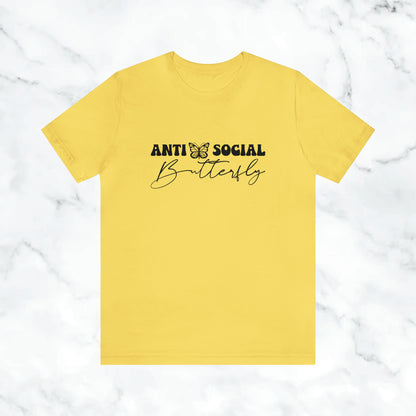 Anti Social Butterfly T-Shirt | Cute Introvert Shirt | Aesthetic Butterfly Graphic Tee | Funny Social Anxiety Shirt | Soft Minimalist Tee (Copy)