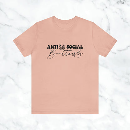 Anti Social Butterfly T-Shirt | Cute Introvert Shirt | Aesthetic Butterfly Graphic Tee | Funny Social Anxiety Shirt | Soft Minimalist Tee (Copy)