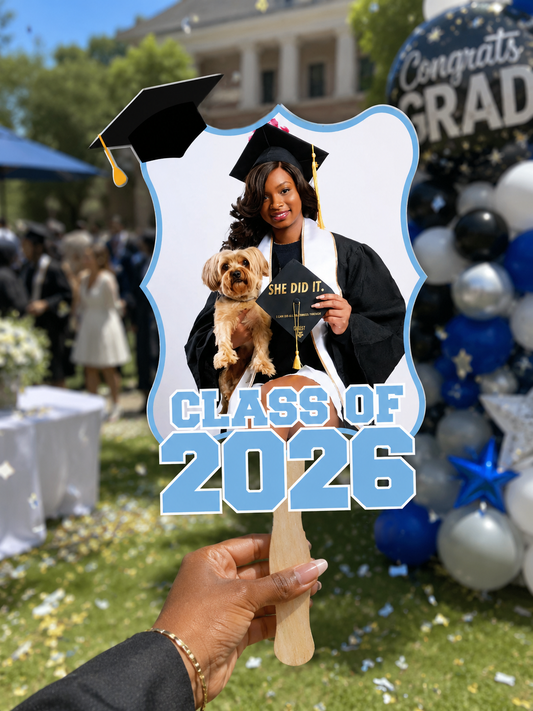 Custom Graduation Hand Fan | Class of 2026 Photo Fan | Personalized Graduation Party Fan | Senior Graduation Keepsake | Graduate- Undergraduate Ceremony Fan