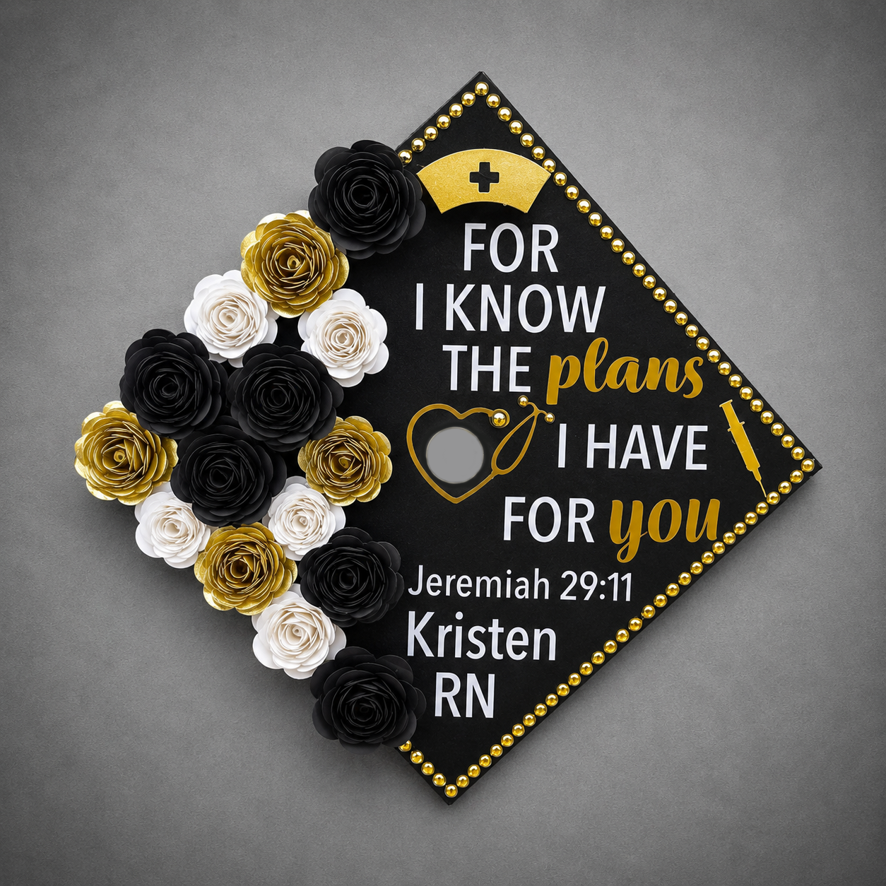 Healthcare For I Know The Plans I Have For You Grad Cap Topper/ Custom Grad Cap Topper/ RN Graduation/ Personalized Nurse Grad Cap