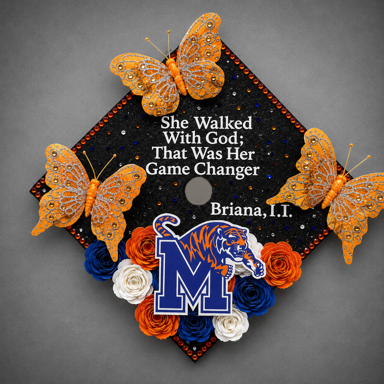 “She Walked With God” Graduation Cap Topper | Christian Grad Cap Decoration  | Personalized Grad Cap Design