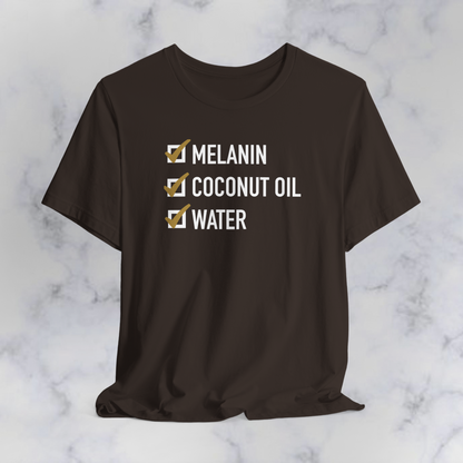 Melanin Coconut Oil Water Shirt | Black Culture Graphic Shirt | Natural Beauty Statement Tee