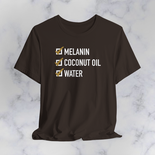 Melanin Coconut Oil Water Shirt | Black Culture Graphic Shirt | Natural Beauty Statement Tee