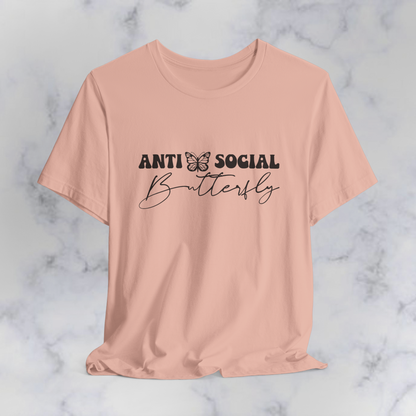 Anti Social Butterfly T-Shirt | Cute Introvert Shirt | Aesthetic Butterfly Graphic Tee | Funny Social Anxiety Shirt | Soft Minimalist Tee (Copy)
