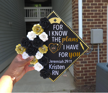 Healthcare For I Know The Plans I Have For You Grad Cap Topper/ Custom Grad Cap Topper/ RN Graduation/ Personalized Nurse Grad Cap